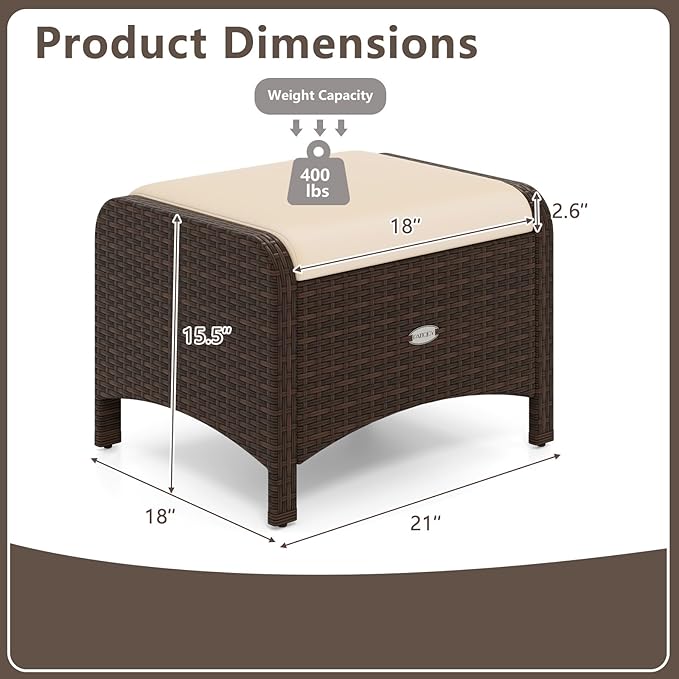 RELAX4LIFE Wicker Outdoor Ottomans - Image 3