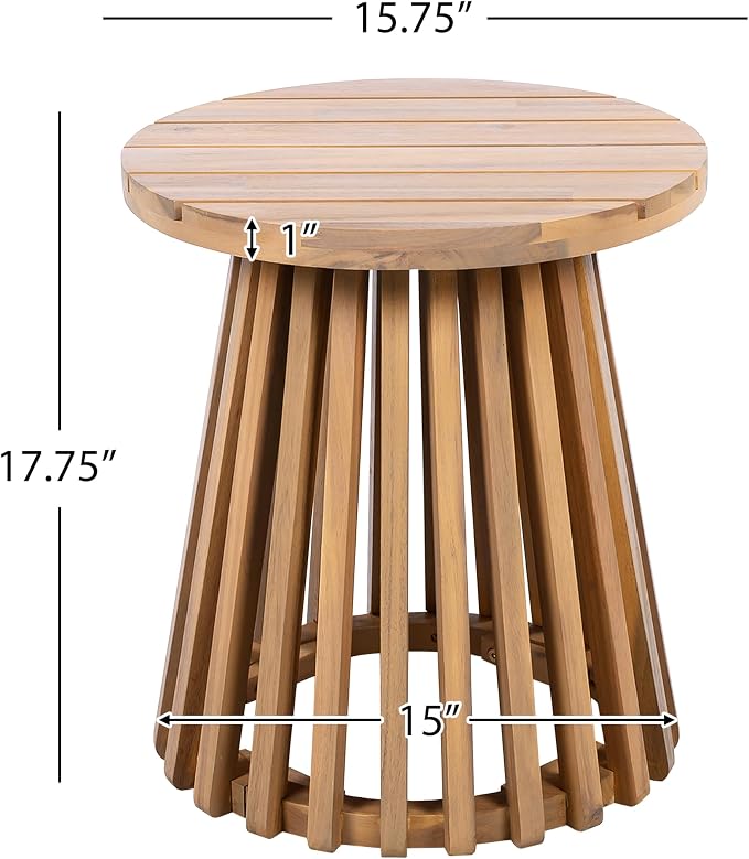 Christopher Knight Home Taki Acacia Wood Patio Coffee Table, Round Table - Image 2