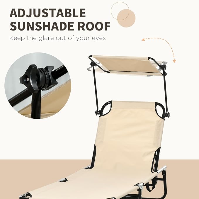 Outsunny Folding Chaise Lounge Pool Lounge Chairs Set of 2, Outdoor Sun Tanning - Image 5