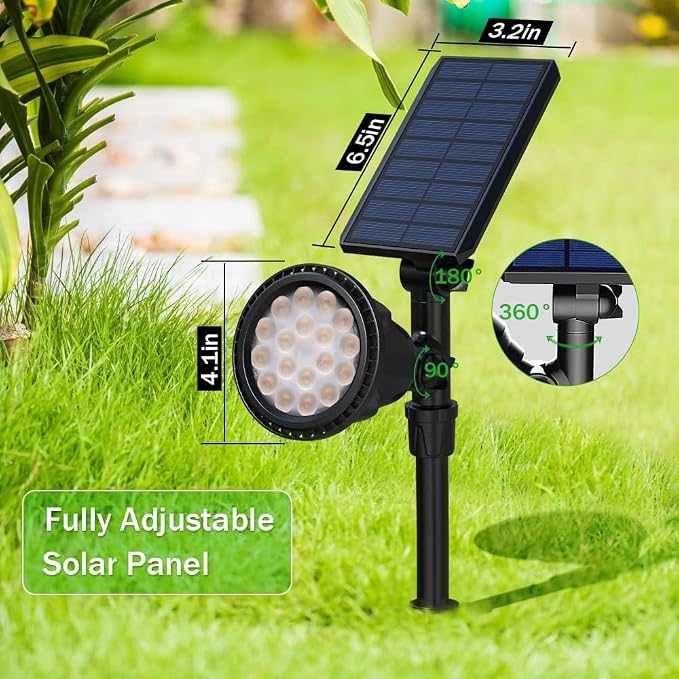 Solar Spotlights, 18 LED Solar Lights Outdoor Waterproof, 2 Mode Soft Warm - Image 6