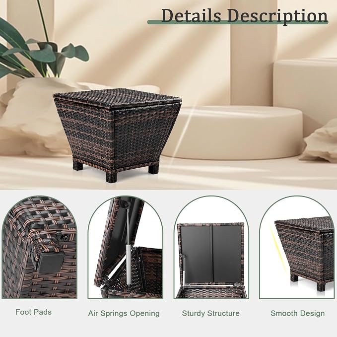Outvita Outdoor Side Table, Rattan Coffee Table - Image 5