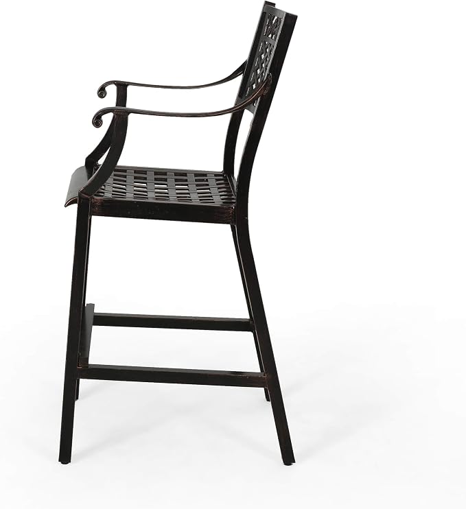 Christopher Knight Home Athena Outdoor 29" Aluminum Barstool, Copper Finish - Image 7