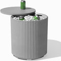 Veradek 21in Outdoor Cooler Side Table, Stone-Plastic Composite, Weather by VeradekOutdoor