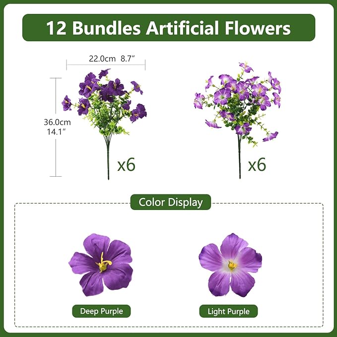 INQCMY Artificial Flowers for Outdoors Fake Plants Spring Decoration, 12 - Image 2