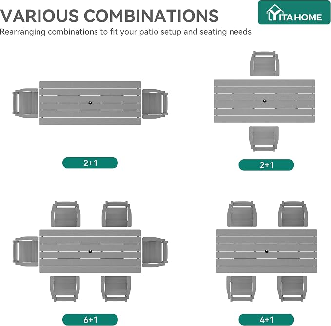 YITAHOME HDPE Chairs Set of 2, Sturdy Patio Chair w/Max Bearing 330 LBS - Image 8