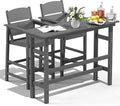FOOWIN 3 Piece Outdoor Bar Height Table and Chairs, All Weather HDPE Patio Bar by FOOWINOUTDOORSHOW