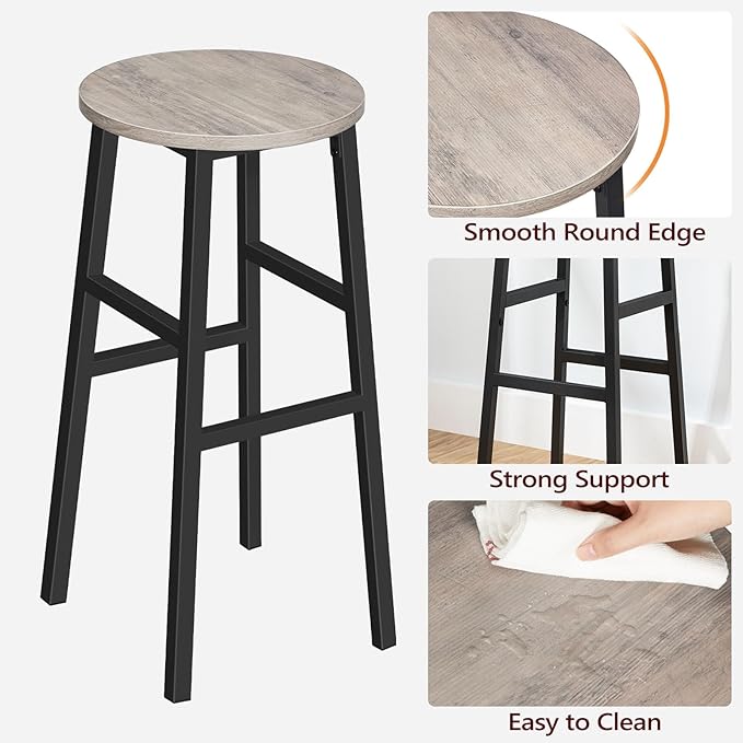 Bar Stools, 28 Inch Kitchen Breakfast Bar Stools, Industrial Stools, Easy - Image 6