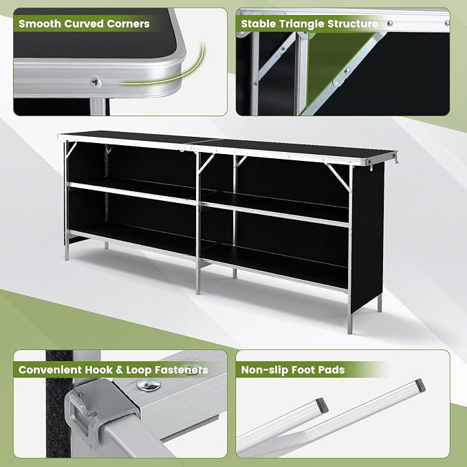 COSTWAY 81" Folding Picnic Table, Portable Bar Table - Image 7