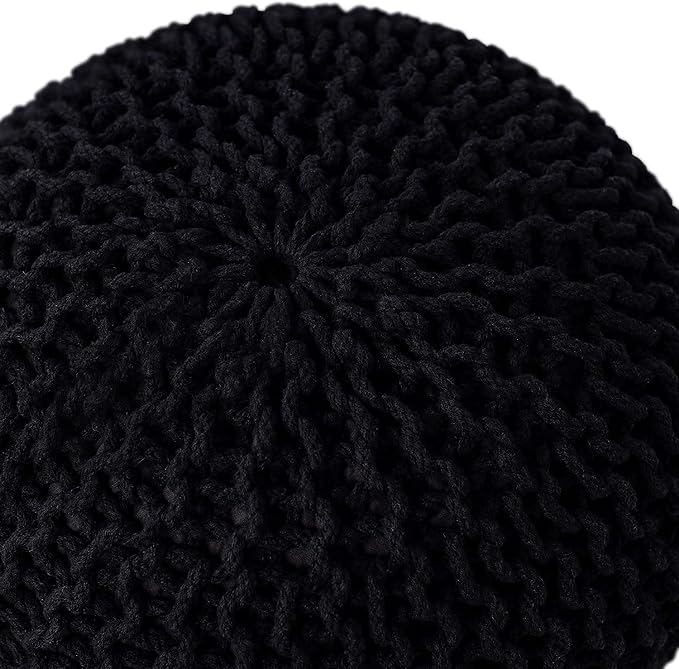 FRELISH DECOR Round Pouf Ottoman Hand Knitted 100% Cotton Pouf Foot Stool - Image 7