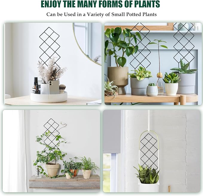 Metal Trellis for Climbing Plants Indoor, 16.36 inch Small Trellis for Potted - Image 4
