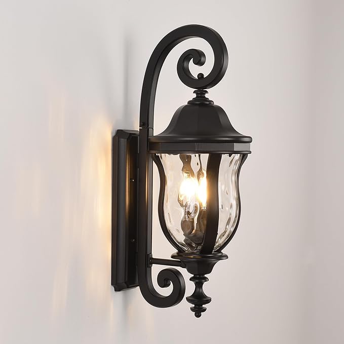 Black Exterior Wall Sconces, Waterproof Outdoor Lights Wall Mount by SmeikeLighting