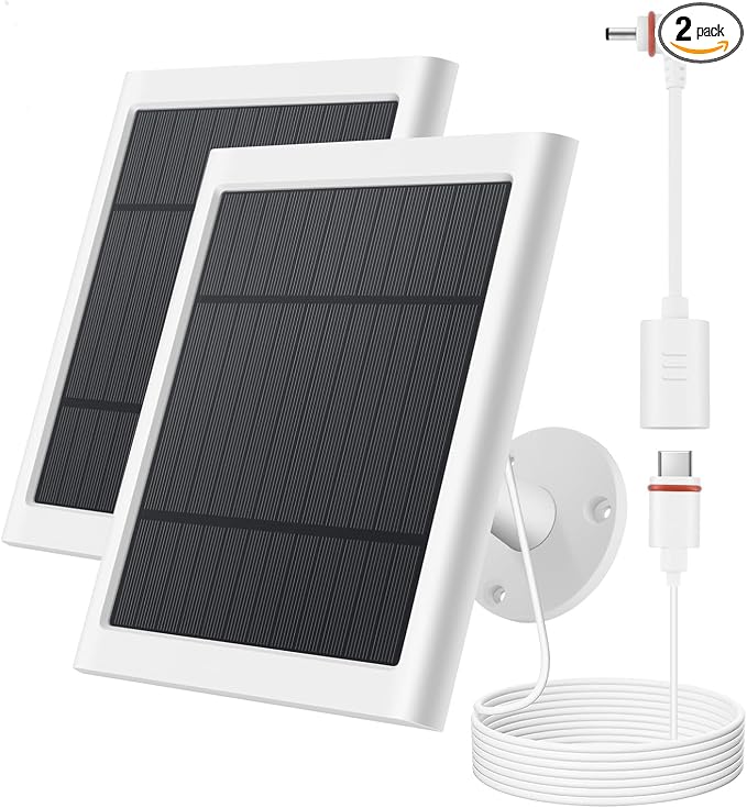 Solar Panel for Rings Camera White 2pack 4W Solar Charger Compatible by Paodekua