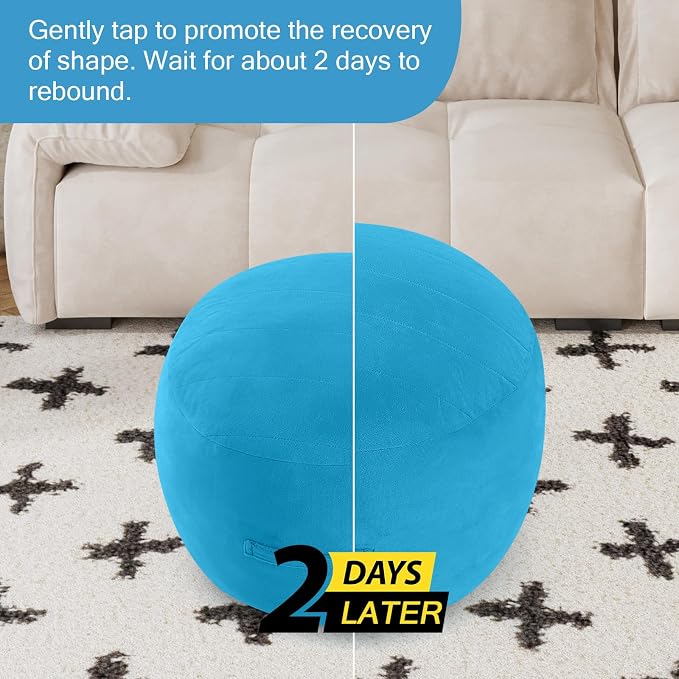 MeMoreCool Round Stuffed Pouf Ottoman Foot Rest, Floor Pouf Foot Stool - Image 7