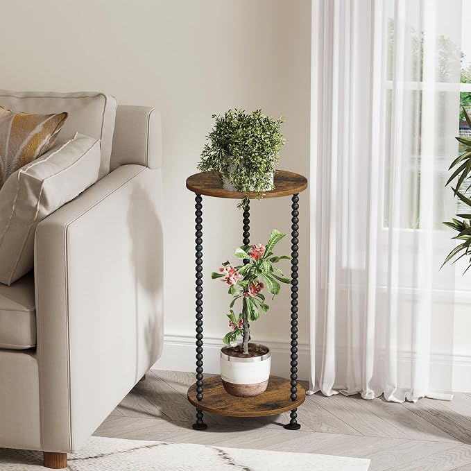 YINMIT Plant Stand Indoor, 2 Tier Small Plant Stand, Corner Flower Pot Stand - Image 4
