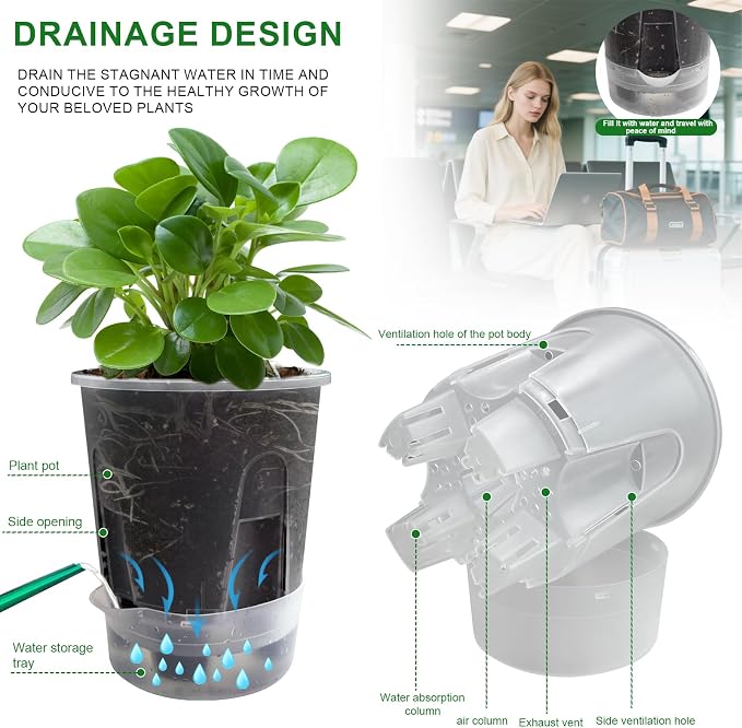 Cdd's Path Upgraded 5-Pack 6 Inch Naked Root Planter Self Watering Pots Set - Image 2