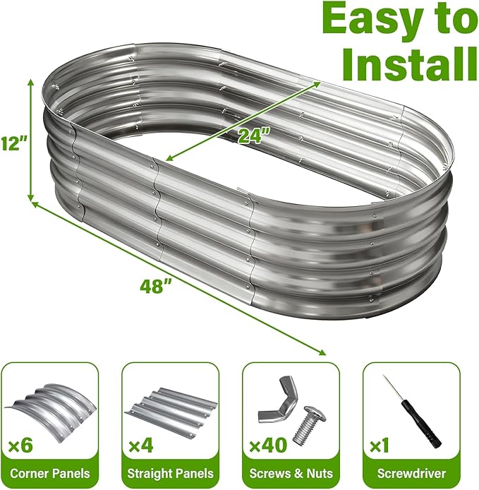 Galvanized Raised Garden Bed for Outdoor: 4X2X1ft Durable Metal Vegetable Plant - Image 2