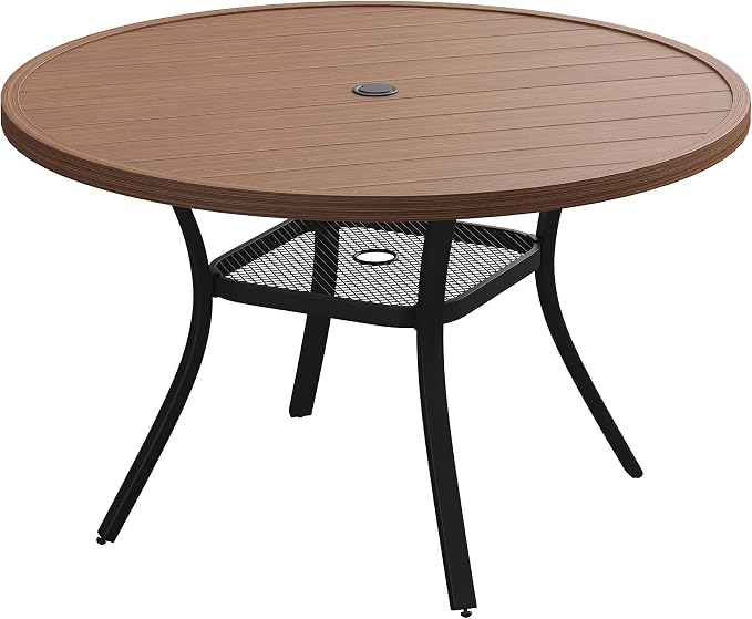 VICLLAX 47.2" Round Patio Table, Outdoor Dining Table by HOME