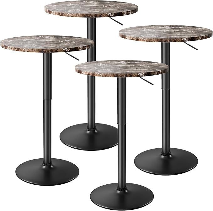 Flamaker Round Bistro Pub Table 23.6 Inch Height Adjustable 360° Swivel Bar by Flamaker
