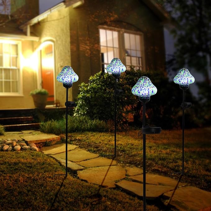 Solar Outdoor Lights Decorative Solar Glass Mushroom Lights Waterproof LED - Image 2