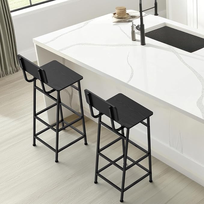 LIANTRAL Set of 2 Bar Stools, Counter Height Bar Stools - Image 4