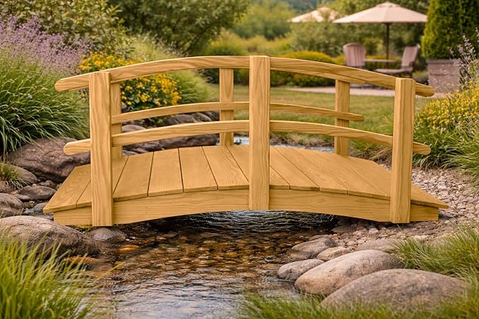 6 FT Oak Amish Made Garden Bridge - Image 4