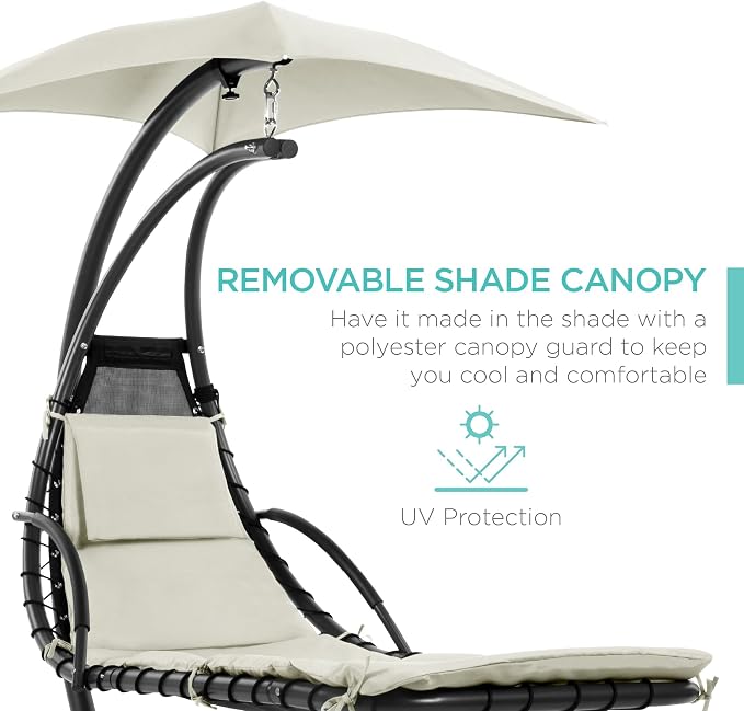 Best Choice Products Outdoor Hanging Curved Steel Chaise Lounge Chair Swing - Image 4
