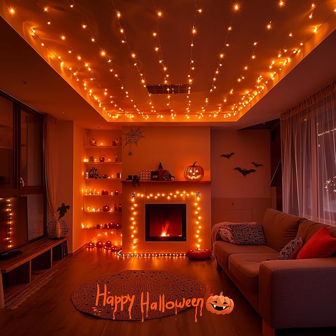 JMEXSUSS 400 LED Orange Lights for Halloween Decor, 132ft Orange String Lights - Image 5