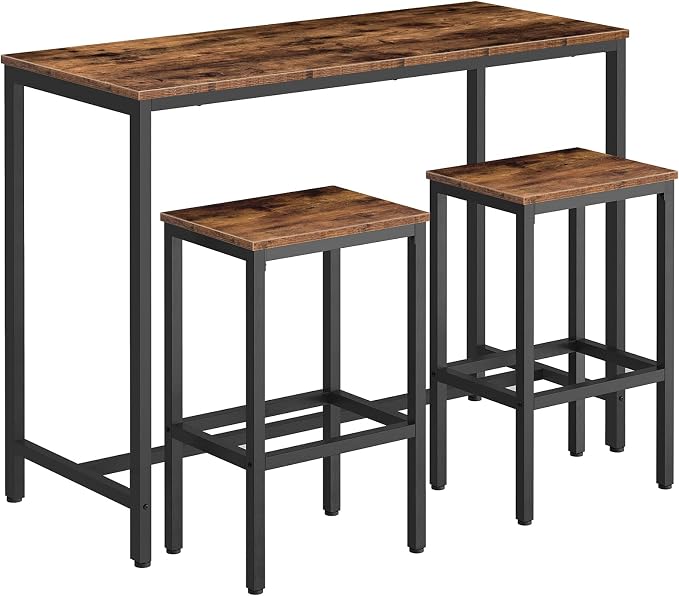 HOOBRO Bar Table and Chairs Set, 47.2” Rectangular Pub Table by HOOBRO