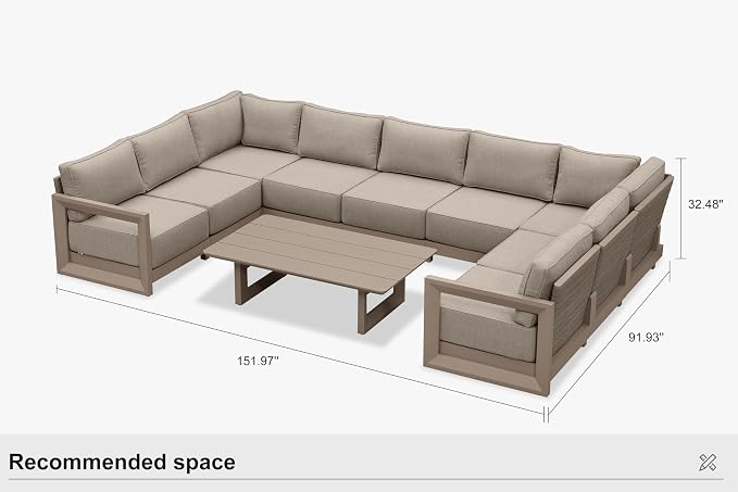 PURPLE LEAF Patio Furniture Set U-Shaped Outdoor Couch - Image 9