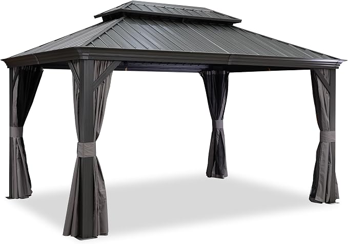 PURPLE LEAF 10' X 13' Hardtop Gazebo Aluminum Permanent Gazebo by PURPLELEAF