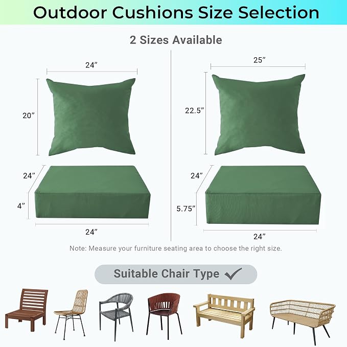Outdoor Cushions for Patio Furniture, Outdoor Seat Cushion Set 24 x 24 x 4 Inch - Image 6
