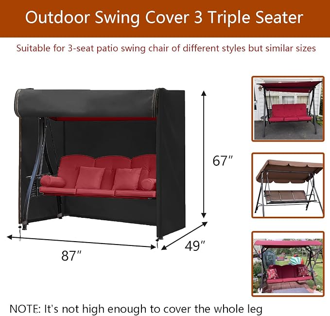 FLYMEI Outdoor Swing Cover 3 Triple Seater Hammock Cover - Image 3