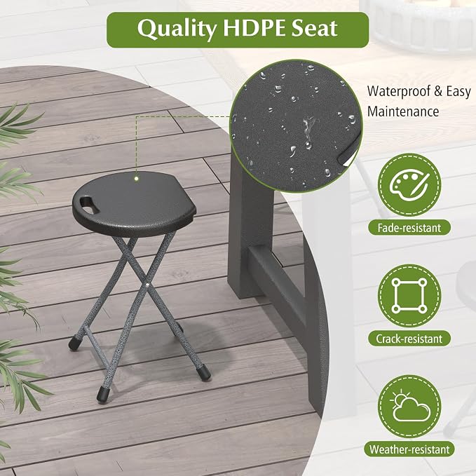 GYMAX Folding Stool, 18in Portable Collapsible Bar Stool - Image 5