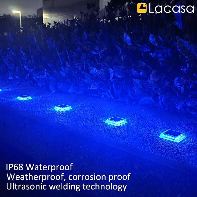 Lacasa Solar Deck Lights, 4 Pack 30LM LED Dock Lights Blue Light, Outdoor Solar - Image 4