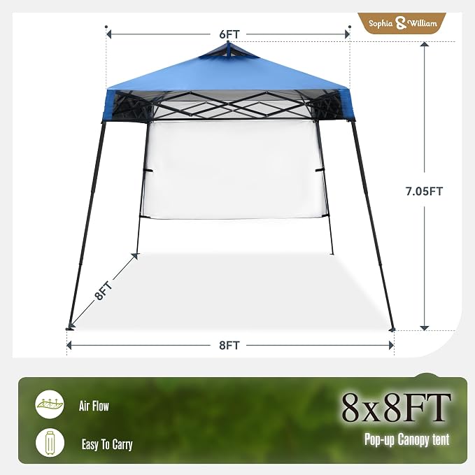 Canopy Tent 8x8ft Base One Person Set Up Pop Up Beach Tent, Outdoor Canopies - Image 6