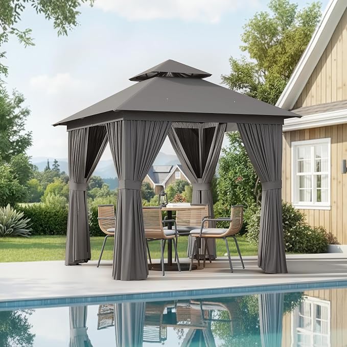 Aoxun Outdoor Gazebo for Patio 8x8, Metal Frame Canopy - Image 8