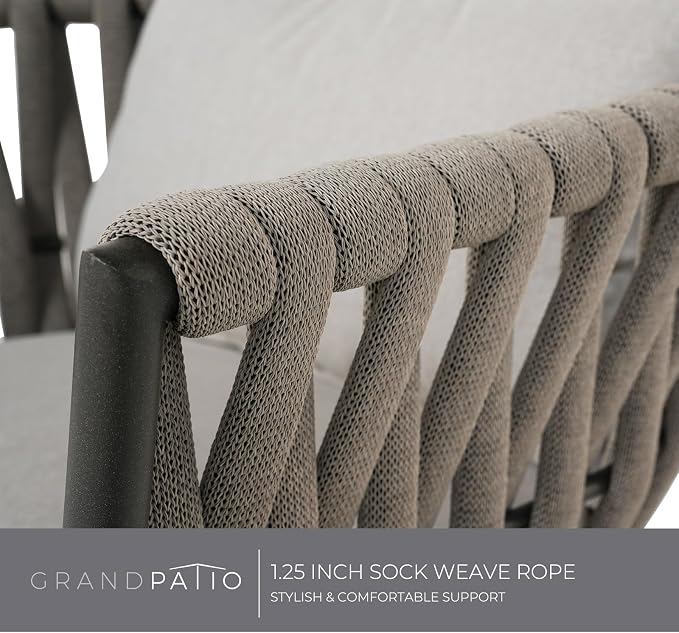 Grand patio Dining Chair Set of 3, Swivel Rope Armchairs - Image 5