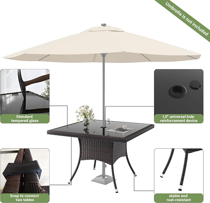ALAULM 10 Piece Patio Dining Set All-Weather Wicker Outdoor Dining Table and - Image 5