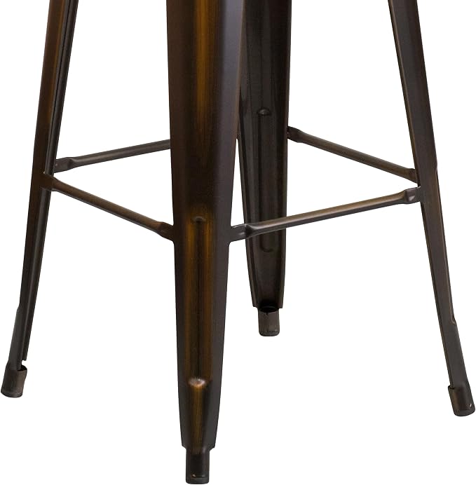 Flash Furniture Kai Commercial Grade 30" High Backless Distressed Copper Metal - Image 5