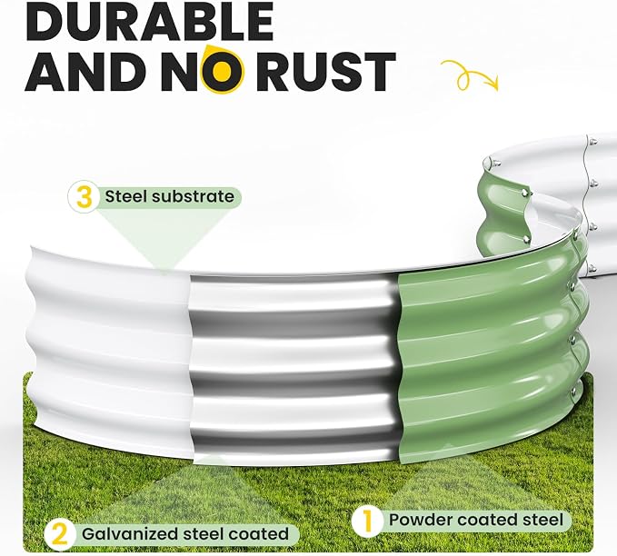 Galvanized Raised Garden Bed 2pcs 2x2x1 FT, Round Metal Raised Garden Bed - Image 6