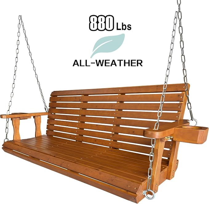 Wooden Porch Swing 3-Seater, Bench Swing - Image 3