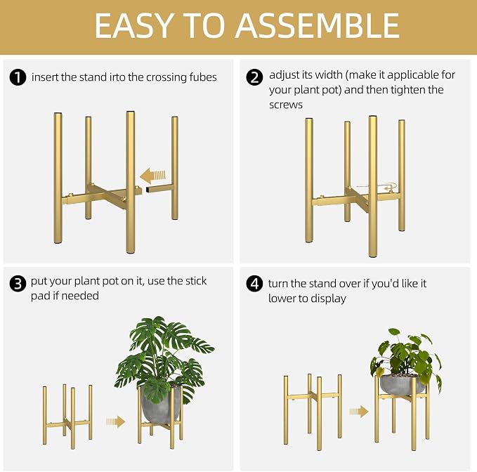 Adjustable Metal Plant Stand Indoor, Mid Century Modern Outdoor Planter Holder - Image 9