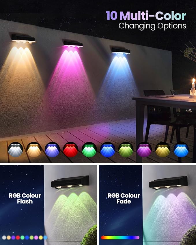 Solar Fence Lights Outdoor, 2025 Upgraded Solar Fence Lights Have 3 x 70 Lumen - Image 3