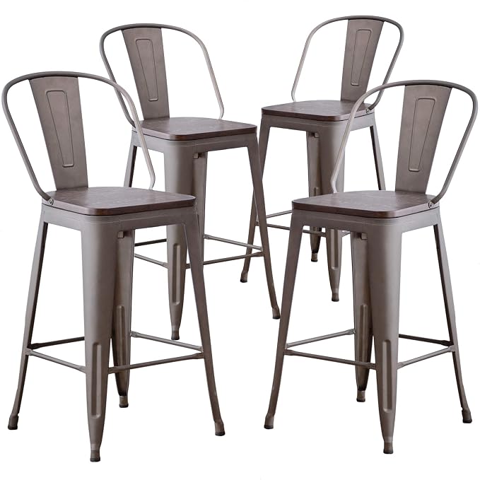 Aklaus Metal Bar Stools Set of 4, 26 inch Barstools Counter Height Bar Stool by AKLAUSHomeFurniture