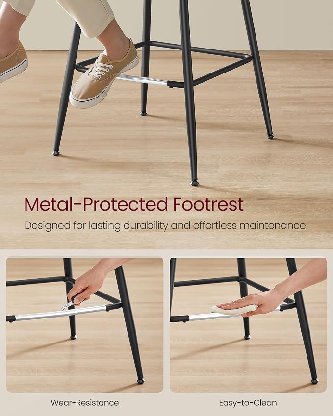 VASAGLE Bar Stools Set of 2, Counter Height Bar Stools - Image 5