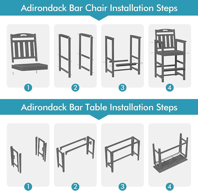 Ciokea Outdoor Bar Height Table Set of 5, Heavy-Duty All-Weather HDPE Patio Bar - Image 9