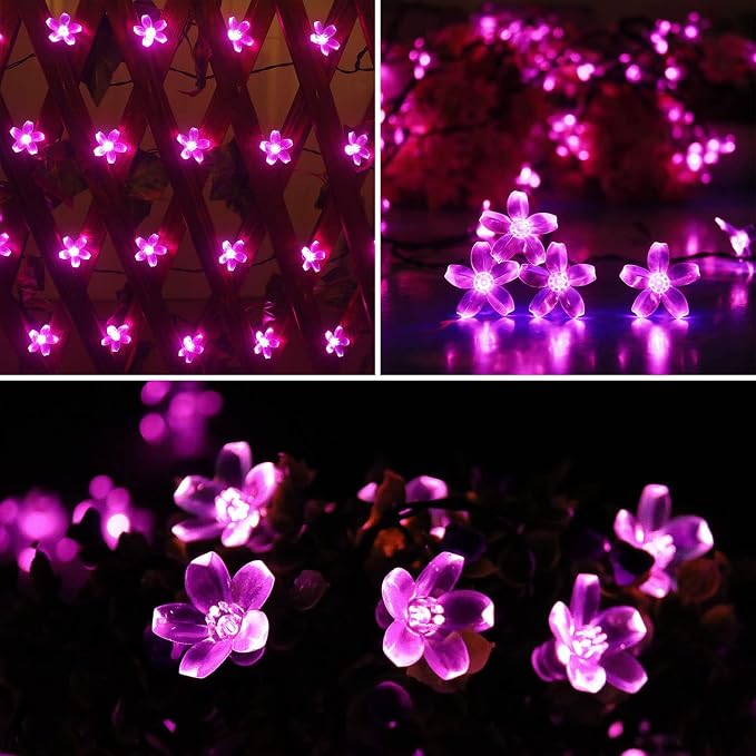 ITICdecor Solar String Flower Lights Outdoor Waterproof 50 LED Fairy Light - Image 6