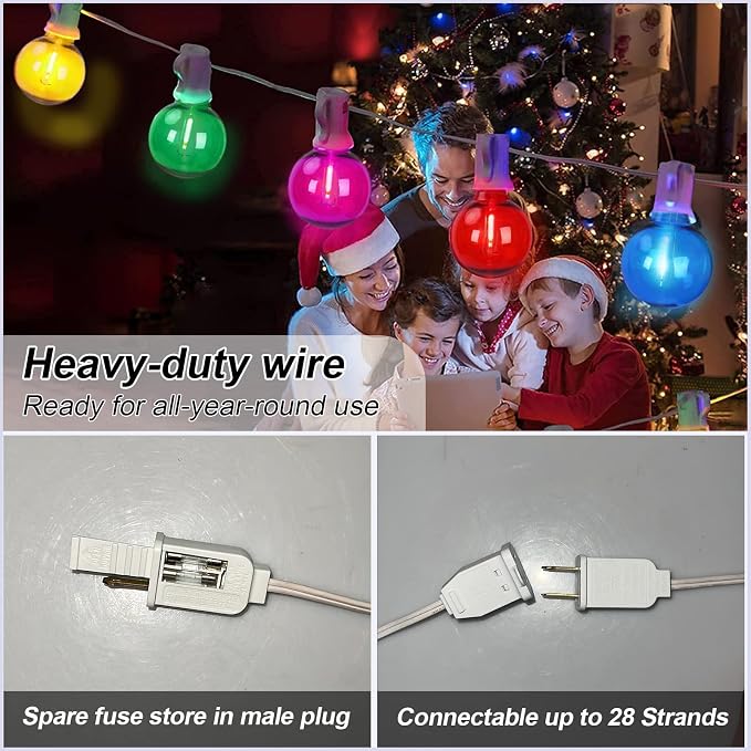 25Ft LED Outdoor String Lights, G40 Outdoor Christmas Decorations Lights - Image 5