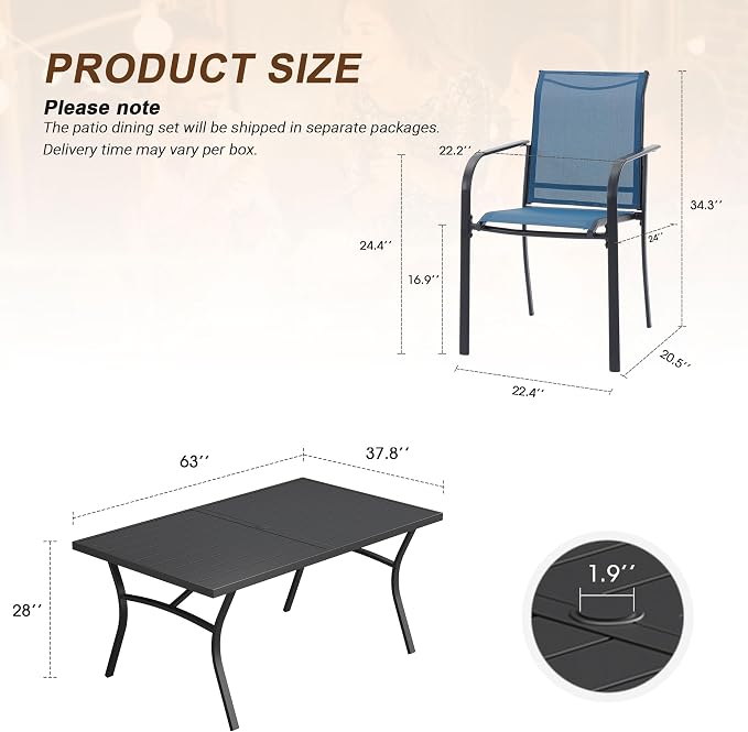VICLLAX 7 Pieces Patio Outdoor Dining Set - Image 8