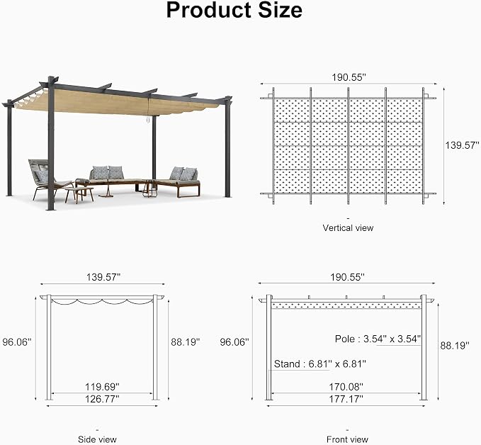 PURPLE LEAF 12' X 16' Outdoor Pergola - Image 7